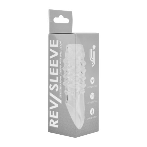 Manșon texturat pentru penis Rev-Sleeves cu buclă pentru bilă - imagine 6