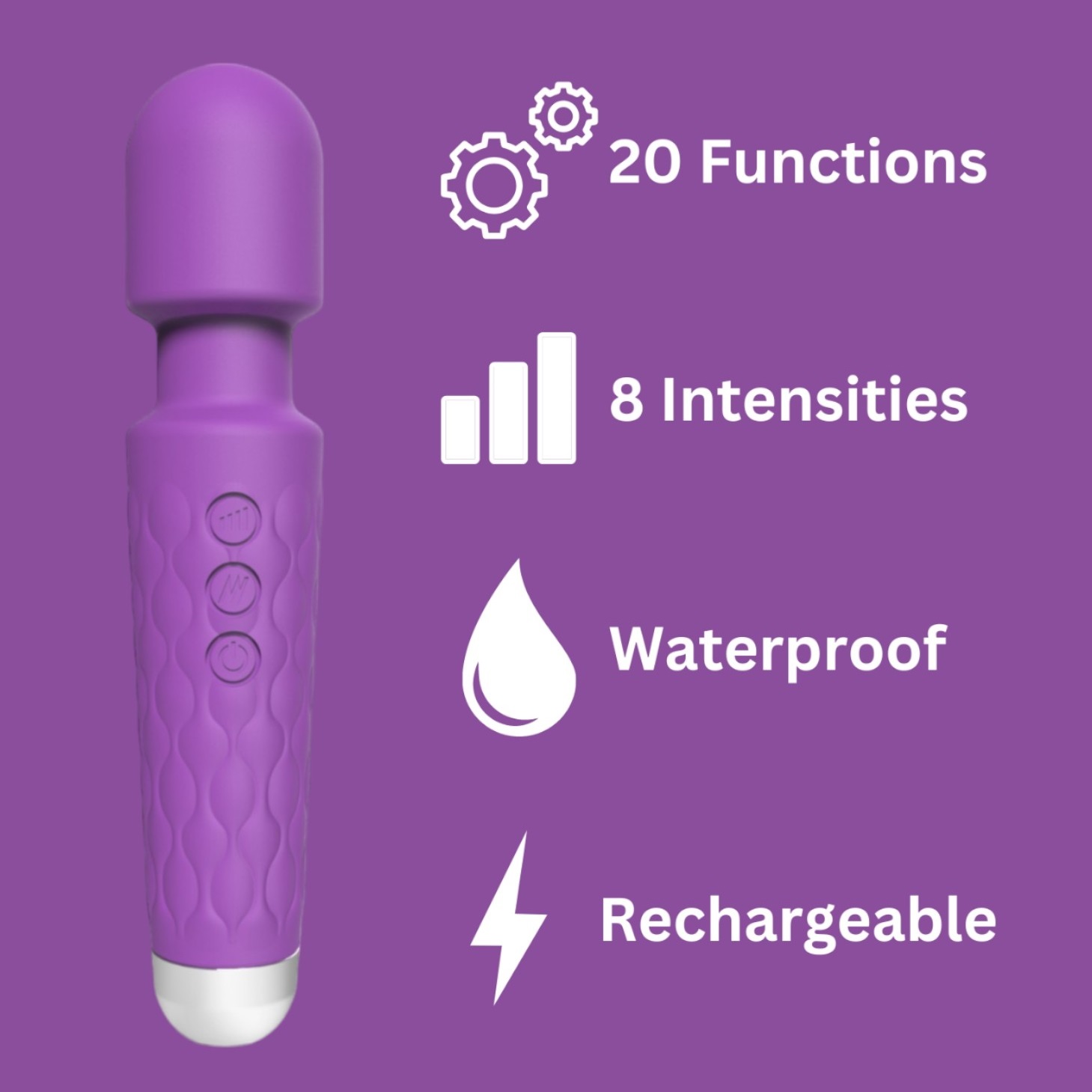 Vibrator cu baghetă Loving Joy cu 20 de funcții, violet - imagine 7