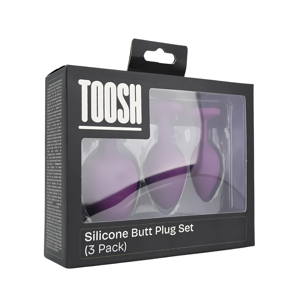 Dop anal din silicon Toosh, set de 3 dop anal violet, piatră transparentă - imagine 10