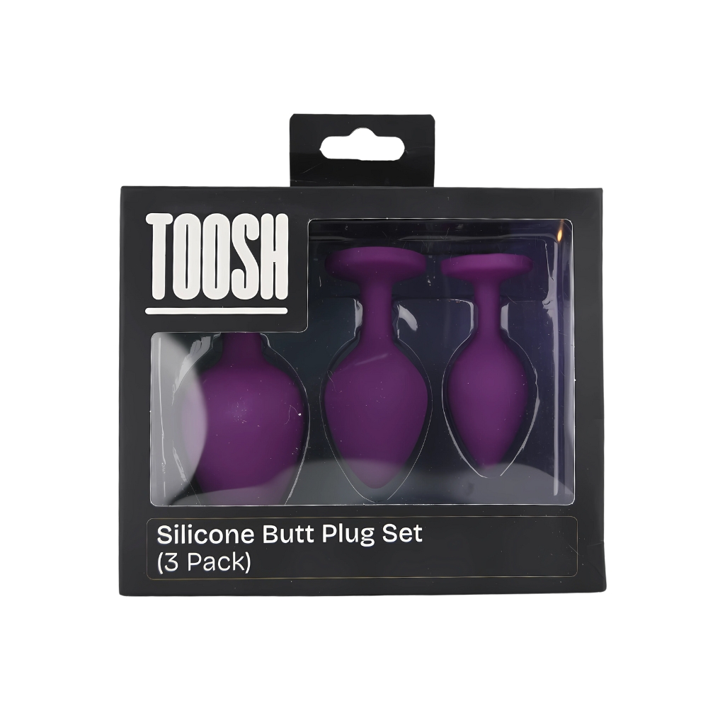 Dop anal din silicon Toosh, set de 3 dop anal violet, piatră transparentă - imagine 9