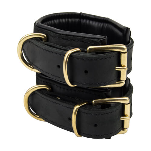 Cătușe subțiri pentru încheietura mâinii din piele nubuck Bound Noir - imagine 2