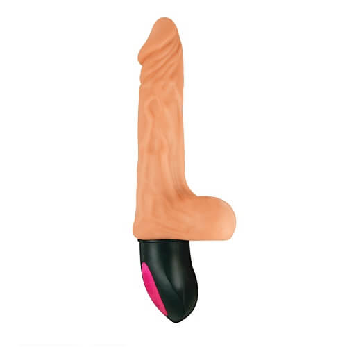 Dildo vibrator realist cu bilele, 6,5 inch, cu încălzire, carne - imagine 2